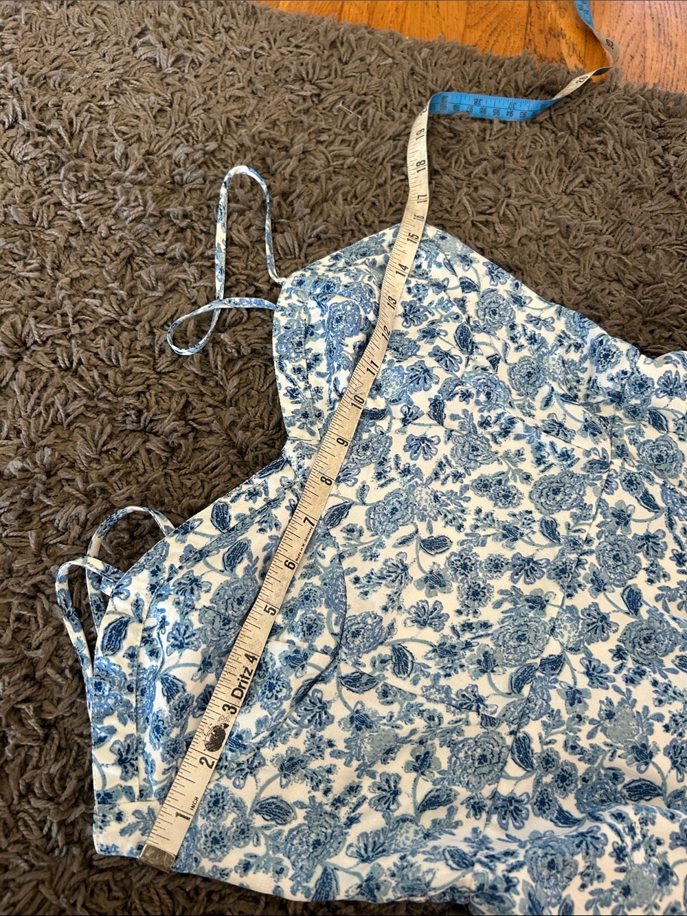 Jessica Simpson Blue Floral Spaghetti-Strap Sundress MIDI Size Medium NWOT - Picture 8 of 9